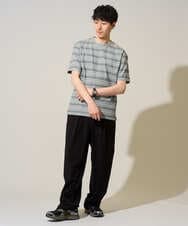 KHKGD24049 a.v.v MEN(アー・ヴェ・ヴェ) 【イージーケア/洗濯機で洗える】ワッフルランダムボーダーカットソー グレー