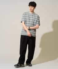 KHKGD24049 a.v.v MEN(アー・ヴェ・ヴェ) 【イージーケア/洗濯機で洗える】ワッフルランダムボーダーカットソー グレー