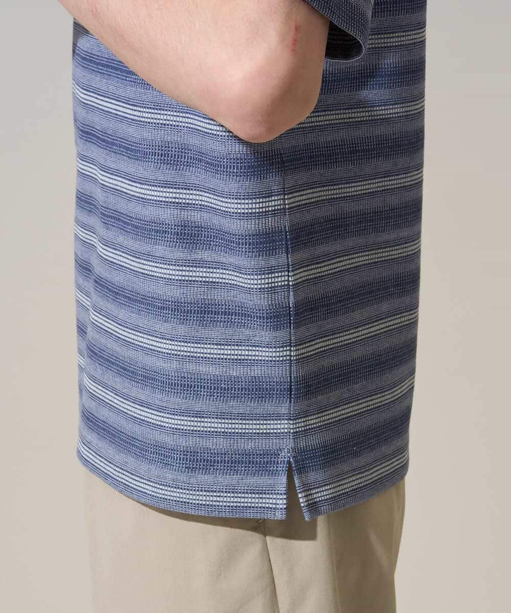 KHKGD24049 a.v.v MEN(アー・ヴェ・ヴェ) 【イージーケア/洗濯機で洗える】ワッフルランダムボーダーカットソー グレー