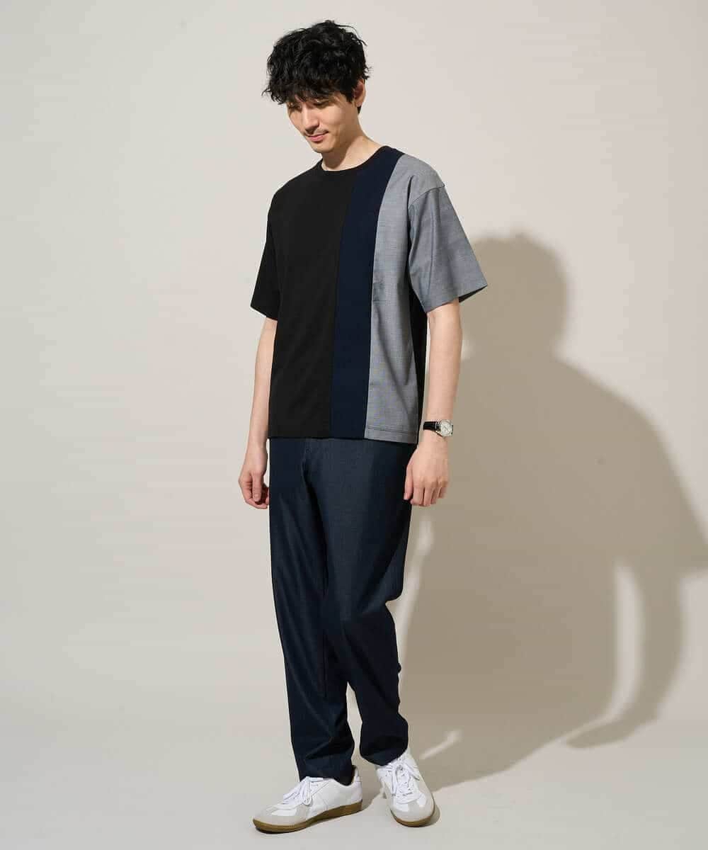 KHKGD27059 a.v.v MEN(アー・ヴェ・ヴェ) 夏の一枚着で人気！【洗濯機で洗える】デザテクカットソー ブラック