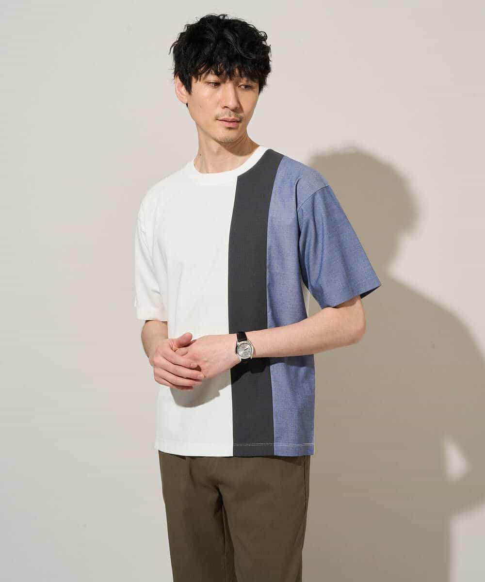 KHKGD27059 a.v.v MEN(アー・ヴェ・ヴェ) 夏の一枚着で人気！【洗濯機で洗える】デザテクカットソー ブラック