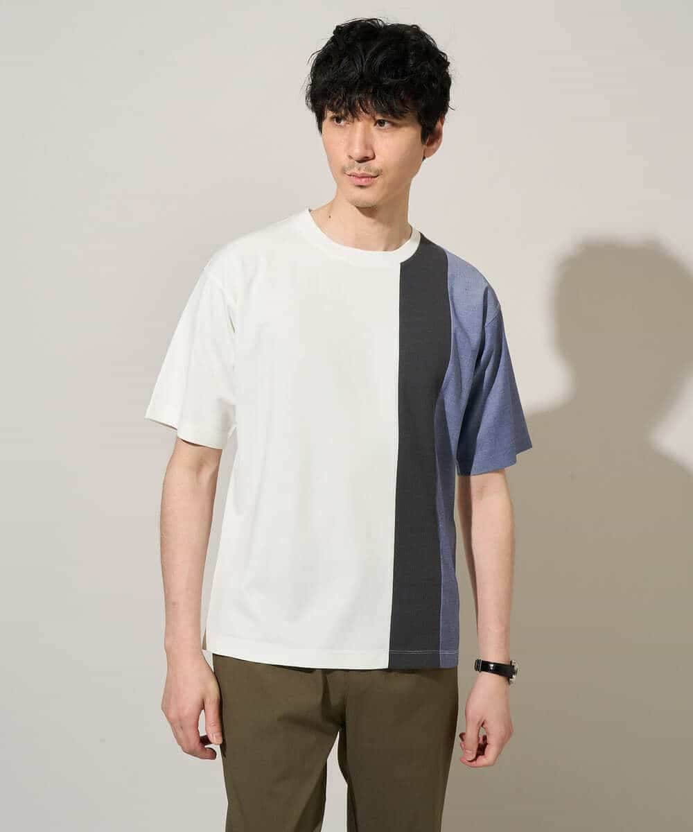 KHKGD27059 a.v.v MEN(アー・ヴェ・ヴェ) 夏の一枚着で人気！【洗濯機で洗える】デザテクカットソー ブラック