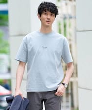 KHKGD29039 a.v.v MEN(アー・ヴェ・ヴェ) 【接触冷感/イージーケア/洗濯機で洗える/速乾/毛玉になりにくい】ミニロゴプリントセミワイドシルエットカットソー ライトブルー