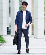 KHKGD29039 a.v.v MEN(アー・ヴェ・ヴェ) 【接触冷感/イージーケア/洗濯機で洗える/速乾/毛玉になりにくい】ミニロゴプリントセミワイドシルエットカットソー ダークグレー