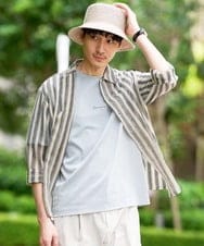 KHKGD29039 a.v.v MEN(アー・ヴェ・ヴェ) 【接触冷感/イージーケア/洗濯機で洗える/速乾/毛玉になりにくい】ミニロゴプリントセミワイドシルエットカットソー ダークグレー