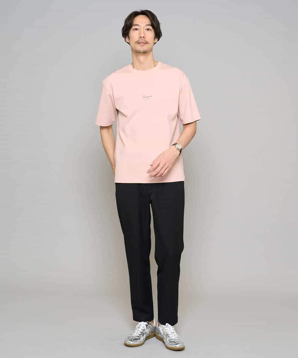 KHKGD29039 a.v.v MEN(アー・ヴェ・ヴェ) 【イージーケア/洗濯機で洗える/速乾/毛玉になりにくい/接触冷感】ミニロゴプリントセミワイドシルエットカットソー ダークグレー