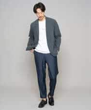 KHKGD29039 a.v.v MEN(アー・ヴェ・ヴェ) 【イージーケア/洗濯機で洗える/速乾/毛玉になりにくい/接触冷感】ミニロゴプリントセミワイドシルエットカットソー ダークグレー