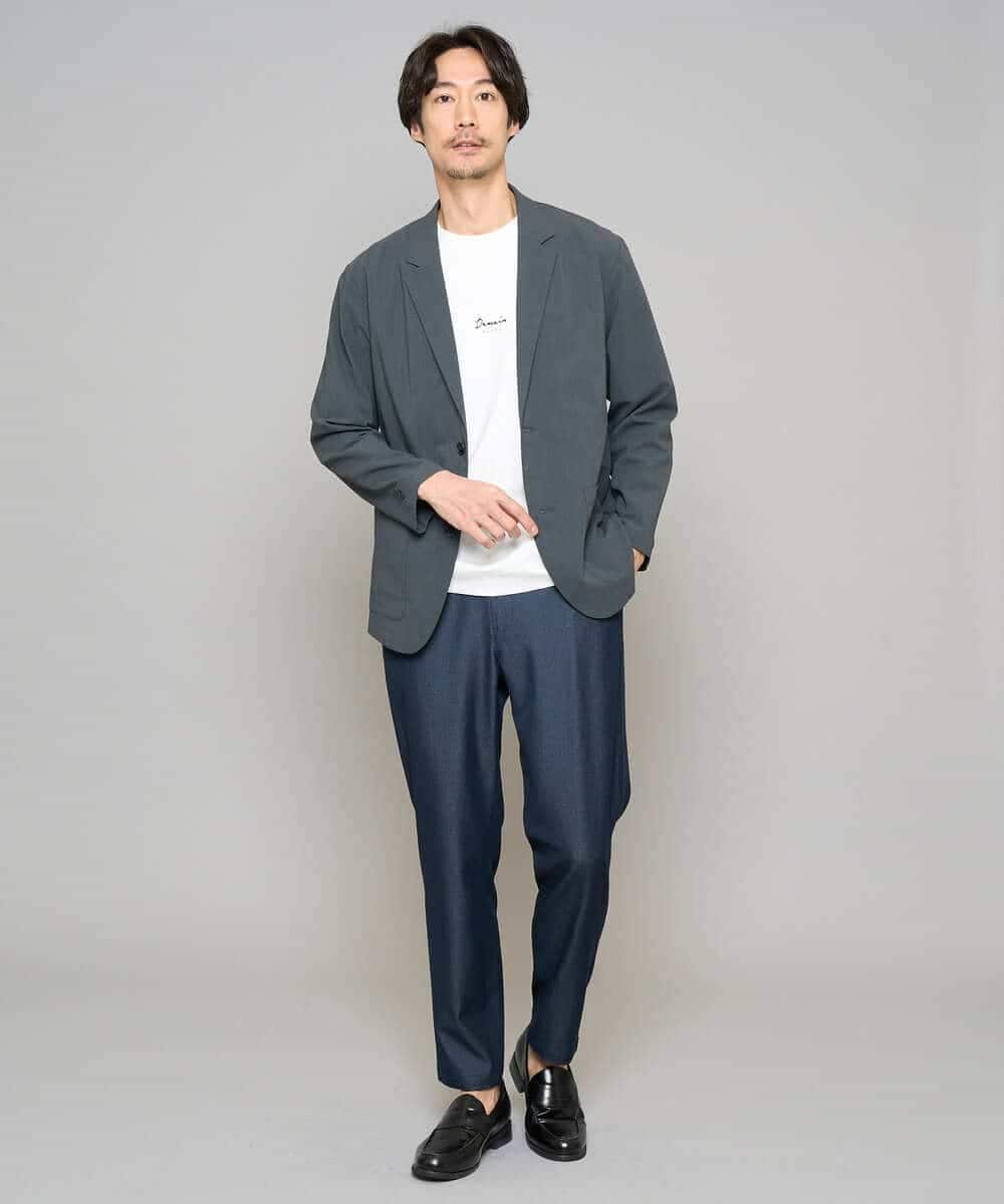 KHKGD29039 a.v.v MEN(アー・ヴェ・ヴェ) 【イージーケア/洗濯機で洗える/速乾/毛玉になりにくい/接触冷感】ミニロゴプリントセミワイドシルエットカットソー ダークグレー