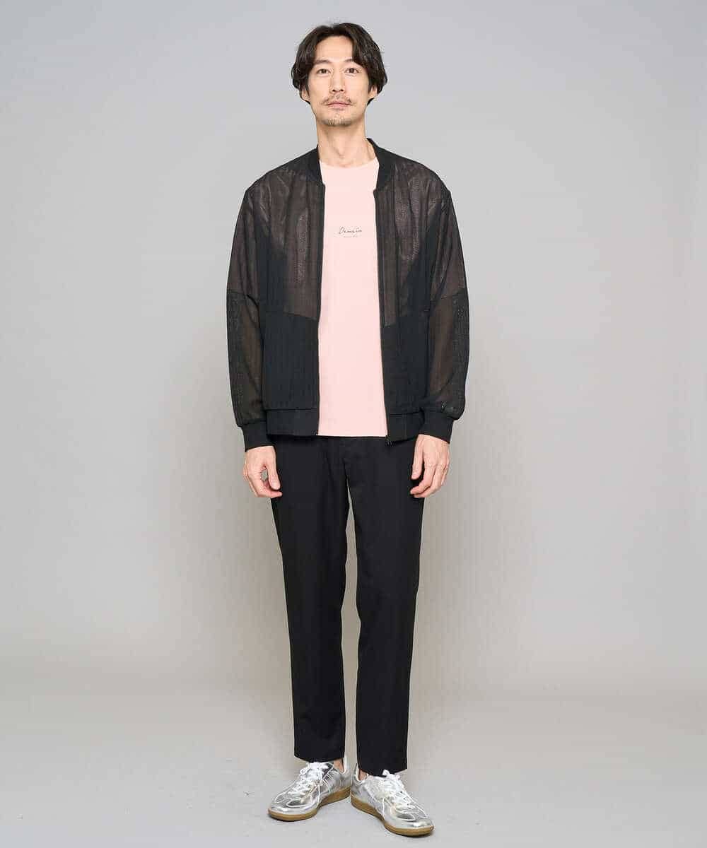 KHKGD29039 a.v.v MEN(アー・ヴェ・ヴェ) 【イージーケア/洗濯機で洗える/速乾/毛玉になりにくい/接触冷感】ミニロゴプリントセミワイドシルエットカットソー ダークグレー