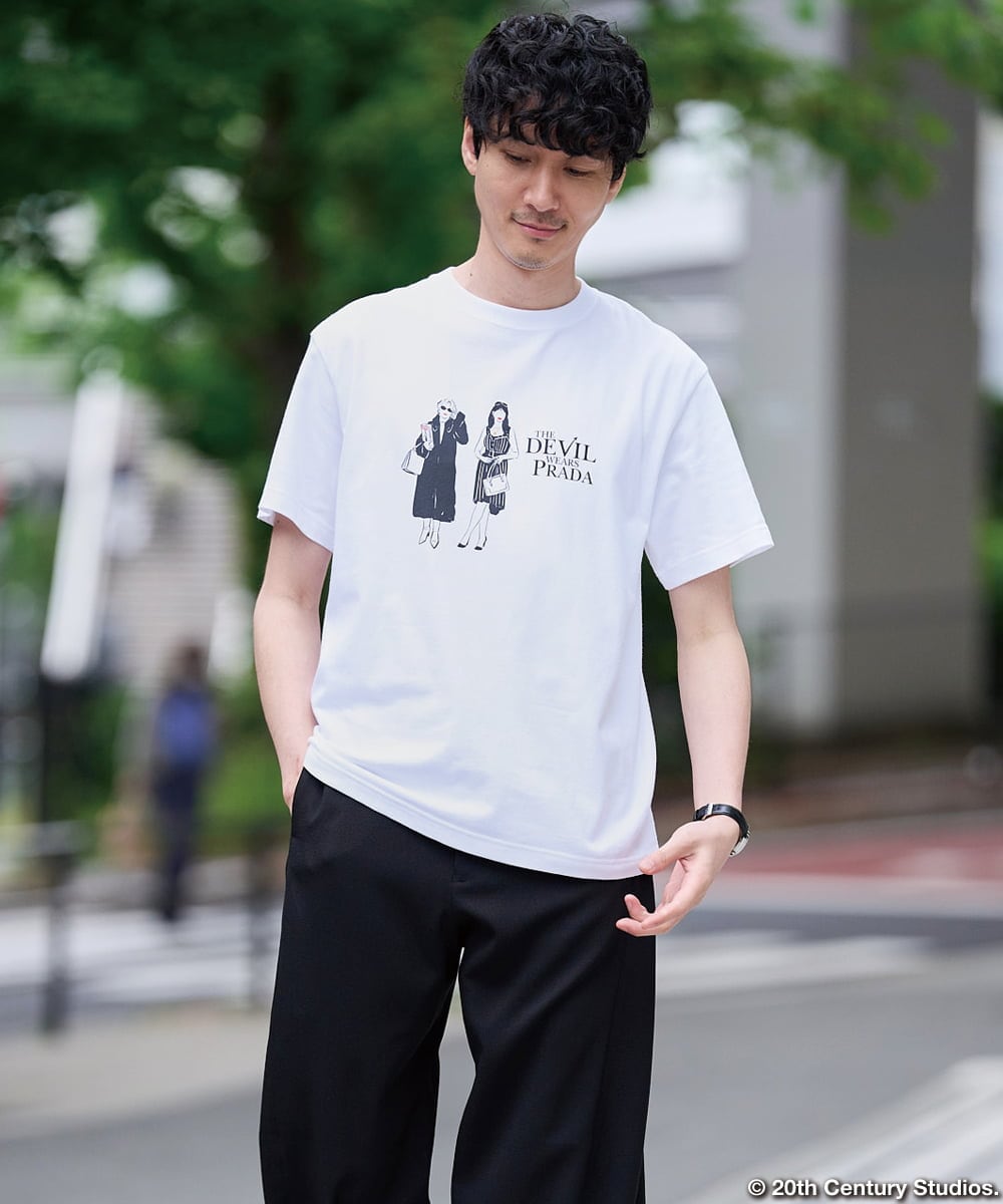 KHKGD32059 a.v.v MEN(アー・ヴェ・ヴェ) プラダヲキタアクマプリントＴシャツ ホワイト
