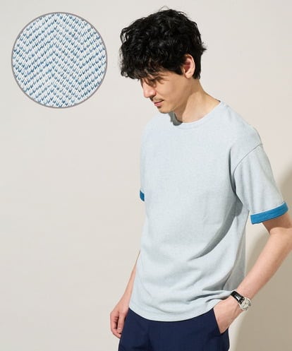 KHKGD37044 a.v.v MEN 【イージーケア/洗濯機で洗える/接触冷感】ヘリンボーンストレッチダブルフェイスカットソー