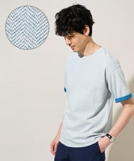 KHKGD37044 a.v.v MEN(アー・ヴェ・ヴェ) 【イージーケア/洗濯機で洗える/接触冷感】ヘリンボーンストレッチダブルフェイスカットソー ブルー