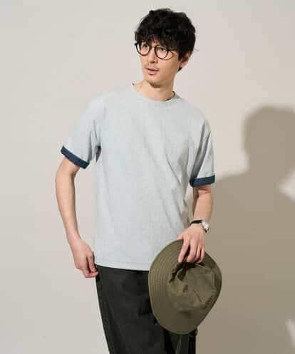 KHKGD37044 a.v.v MEN 【イージーケア/洗濯機で洗える/接触冷感】ヘリンボーンストレッチダブルフェイスカットソー