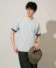 KHKGD37044 a.v.v MEN(アー・ヴェ・ヴェ) 【イージーケア/洗濯機で洗える/接触冷感】ヘリンボーンストレッチダブルフェイスカットソー ネイビー