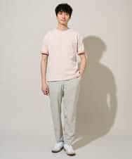 KHKGD37044 a.v.v MEN(アー・ヴェ・ヴェ) 【イージーケア/洗濯機で洗える/接触冷感】ヘリンボーンストレッチダブルフェイスカットソー ネイビー