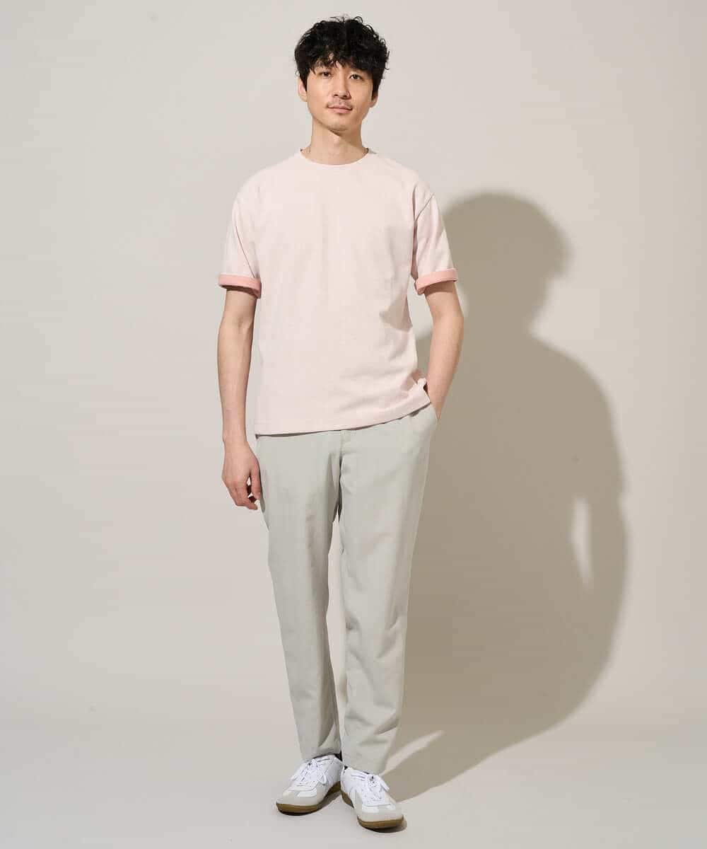 KHKGD37044 a.v.v MEN(アー・ヴェ・ヴェ) 【イージーケア/洗濯機で洗える/接触冷感】ヘリンボーンストレッチダブルフェイスカットソー ネイビー