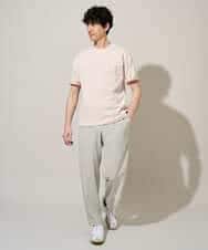 KHKGD37044 a.v.v MEN(アー・ヴェ・ヴェ) 【イージーケア/洗濯機で洗える/接触冷感】ヘリンボーンストレッチダブルフェイスカットソー ネイビー