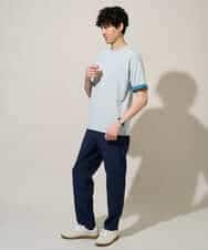 KHKGD37044 a.v.v MEN(アー・ヴェ・ヴェ) 【イージーケア/洗濯機で洗える/接触冷感】ヘリンボーンストレッチダブルフェイスカットソー ネイビー