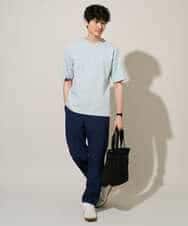 KHKGD37044 a.v.v MEN(アー・ヴェ・ヴェ) 【イージーケア/洗濯機で洗える/接触冷感】ヘリンボーンストレッチダブルフェイスカットソー ネイビー