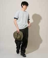 KHKGD37044 a.v.v MEN(アー・ヴェ・ヴェ) 【イージーケア/洗濯機で洗える/接触冷感】ヘリンボーンストレッチダブルフェイスカットソー ネイビー