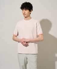 KHKGD37044 a.v.v MEN(アー・ヴェ・ヴェ) 【イージーケア/洗濯機で洗える/接触冷感】ヘリンボーンストレッチダブルフェイスカットソー ネイビー