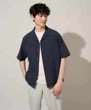 KHKGD37044 a.v.v MEN(アー・ヴェ・ヴェ) 【イージーケア/洗濯機で洗える/接触冷感】ヘリンボーンストレッチダブルフェイスカットソー ネイビー