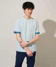 KHKGD37044 a.v.v MEN(アー・ヴェ・ヴェ) 【イージーケア/洗濯機で洗える/接触冷感】ヘリンボーンストレッチダブルフェイスカットソー ネイビー