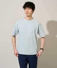 KHKGD37044 a.v.v MEN(アー・ヴェ・ヴェ) 【イージーケア/洗濯機で洗える/接触冷感】ヘリンボーンストレッチダブルフェイスカットソー ネイビー