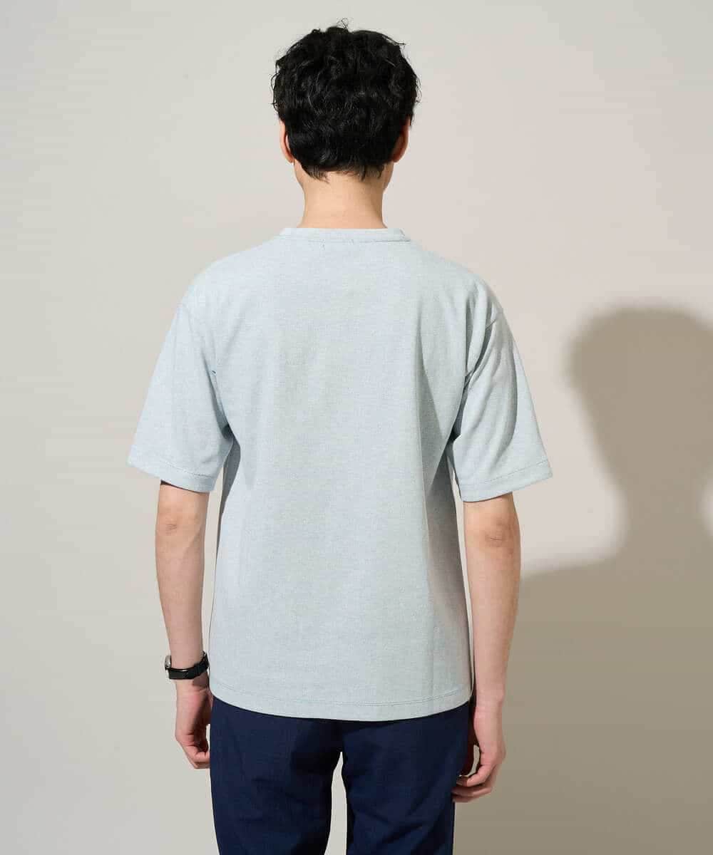 KHKGD37044 a.v.v MEN(アー・ヴェ・ヴェ) 【イージーケア/洗濯機で洗える/接触冷感】ヘリンボーンストレッチダブルフェイスカットソー ネイビー