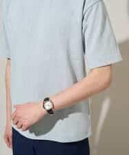 KHKGD37044 a.v.v MEN(アー・ヴェ・ヴェ) 【イージーケア/洗濯機で洗える/接触冷感】ヘリンボーンストレッチダブルフェイスカットソー ネイビー