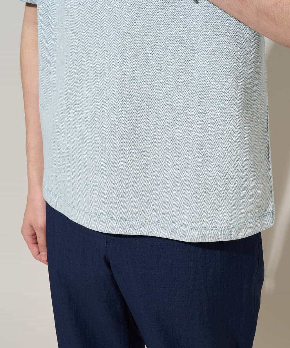 KHKGD37044 a.v.v MEN(アー・ヴェ・ヴェ) 【イージーケア/洗濯機で洗える/接触冷感】ヘリンボーンストレッチダブルフェイスカットソー ネイビー