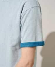 KHKGD37044 a.v.v MEN(アー・ヴェ・ヴェ) 【イージーケア/洗濯機で洗える/接触冷感】ヘリンボーンストレッチダブルフェイスカットソー ネイビー