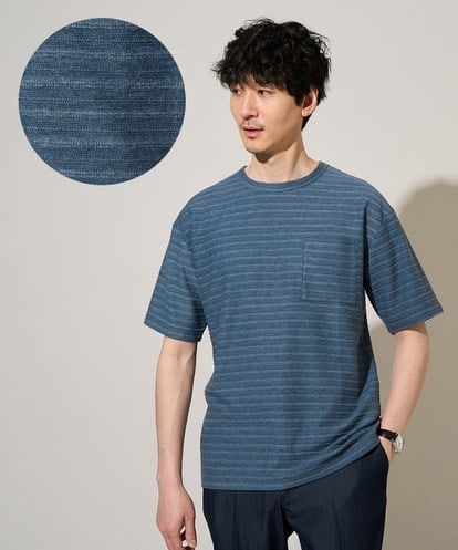 KHKGD38049 a.v.v MEN 【イージーケア/洗濯機で洗える】タックメランジセミワイドシルエットクルーネックカットソー