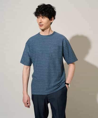 KHKGD38049 a.v.v MEN 【イージーケア/洗濯機で洗える】タックメランジセミワイドシルエットクルーネックカットソー