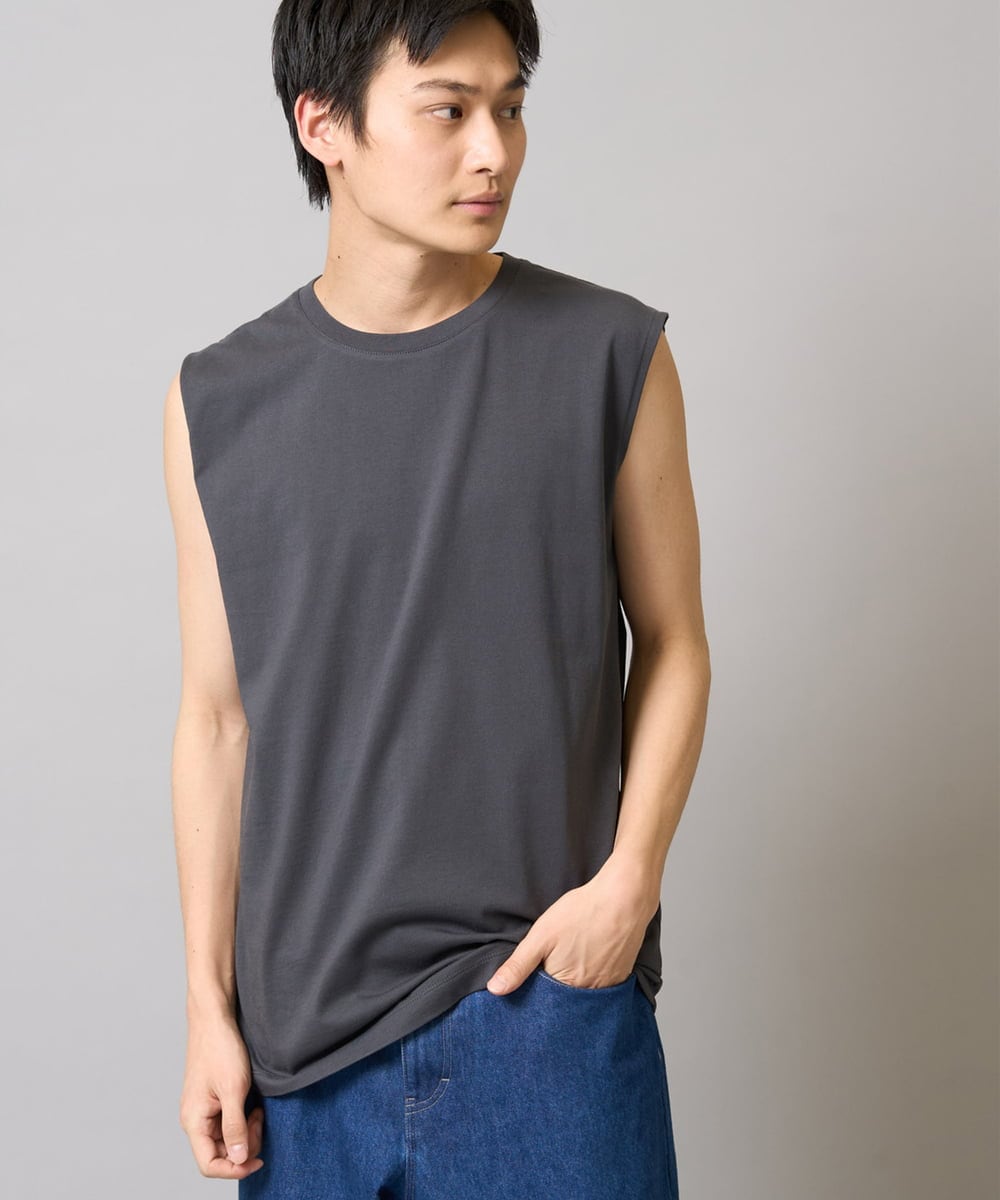 KHKGD39019 a.v.v MEN(アー・ヴェ・ヴェ) 【接触冷感】ノースリーブカットソー ダークグレー