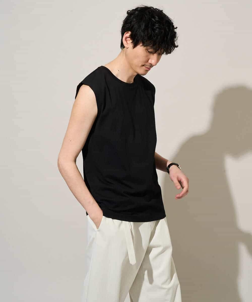 KHKGD39019 a.v.v MEN(アー・ヴェ・ヴェ) 【接触冷感】ノースリーブカットソー ブラック