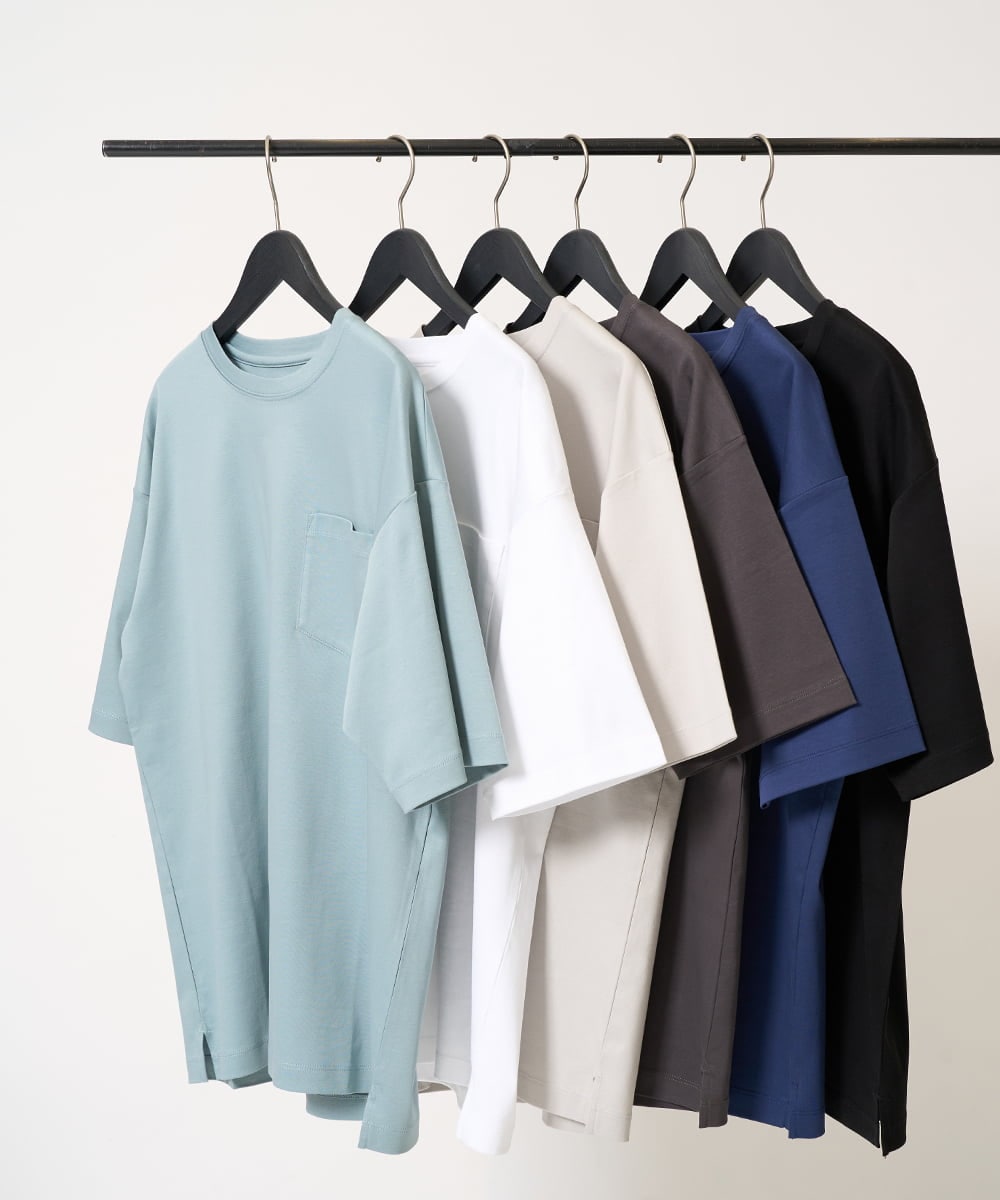 KHKGD40039 a.v.v MEN(アー・ヴェ・ヴェ) 【雑誌MonoMax5月号掲載】究極の無地Ｔシャツ シルケットスムースワイドシルエットカットソー【洗濯機で洗える/接触冷感/UVカット/毛玉になりにくい】 グリーン