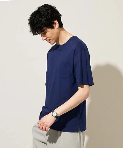 KHKGD40039 a.v.v MEN 【接触冷感/UVカット/洗濯機で洗える/毛玉になりにくい】究極の無地Ｔシャツ シルケットスムースワイドシルエットカットソー