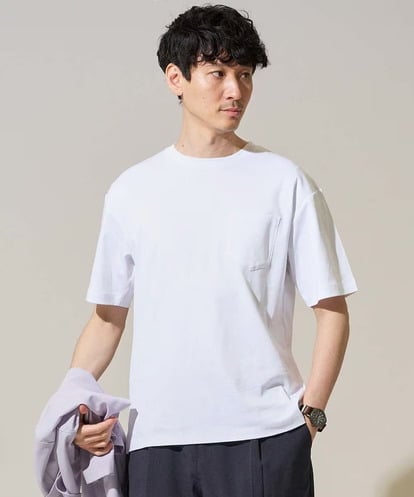 KHKGD40039 a.v.v MEN 【雑誌MonoMax5月号掲載】究極の無地Ｔシャツ シルケットスムースワイドシルエットカットソー【洗濯機で洗える/接触冷感/UVカット/毛玉になりにくい】