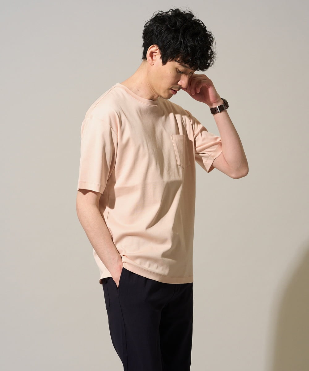 KHKGD40039 a.v.v MEN(アー・ヴェ・ヴェ) 【雑誌MonoMax5月号掲載】究極の無地Ｔシャツ シルケットスムースワイドシルエットカットソー【洗濯機で洗える/接触冷感/UVカット/毛玉になりにくい】 ブラック