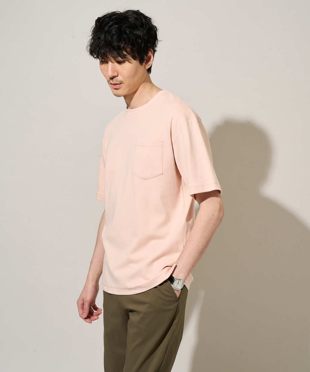 KHKGD40039 a.v.v MEN(アー・ヴェ・ヴェ) 【洗濯機で洗える/接触冷感/UVカット/毛玉になりにくい】シルケットスムースワイドシルエットカットソー ブラック