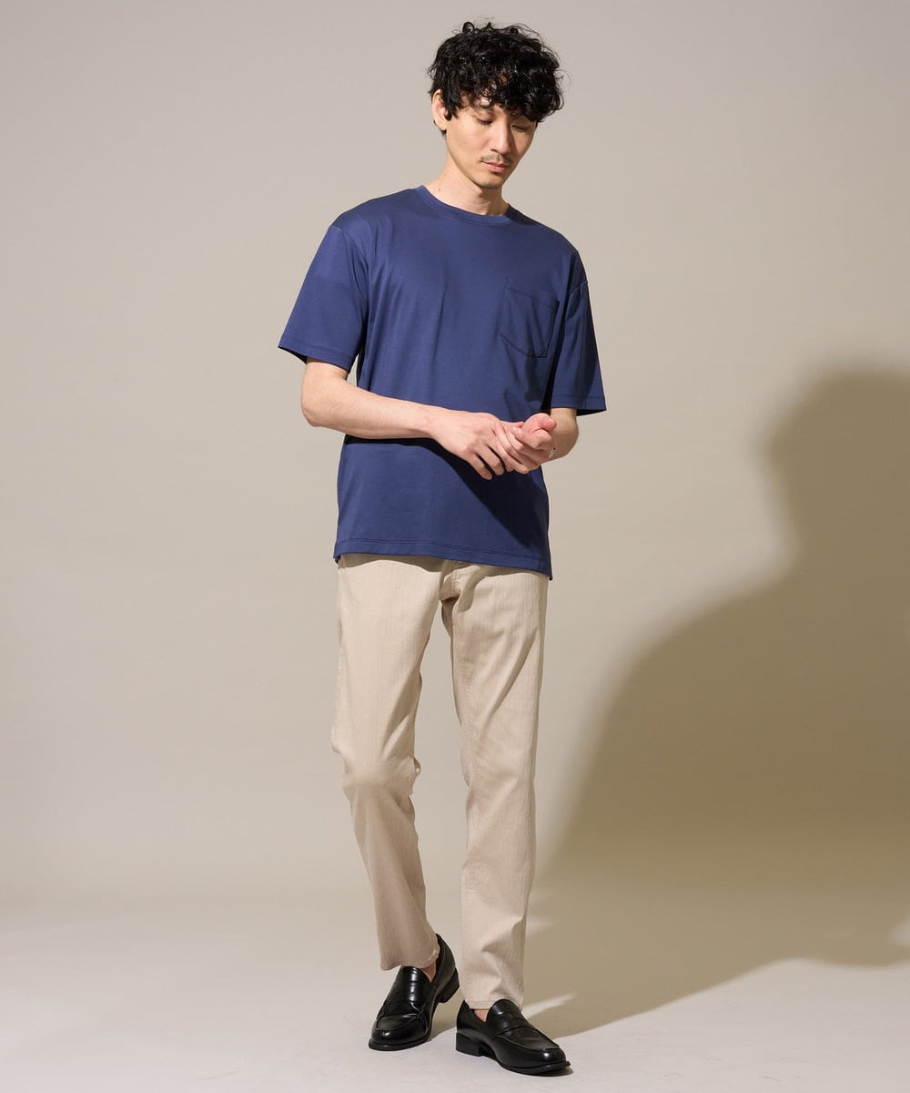 KHKGD40039 a.v.v MEN(アー・ヴェ・ヴェ) 【接触冷感 / UVカット】究極の無地Ｔ シルケットスムースシルエットカットソ ー〈洗濯機で洗える/毛玉になりにくい〉 ブラック