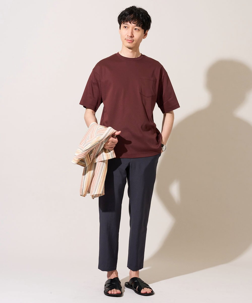 KHKGD40039 a.v.v MEN(アー・ヴェ・ヴェ) 【接触冷感 / UVカット】究極の無地Ｔ シルケットスムースシルエットカットソ ー〈洗濯機で洗える/毛玉になりにくい〉 ブラック