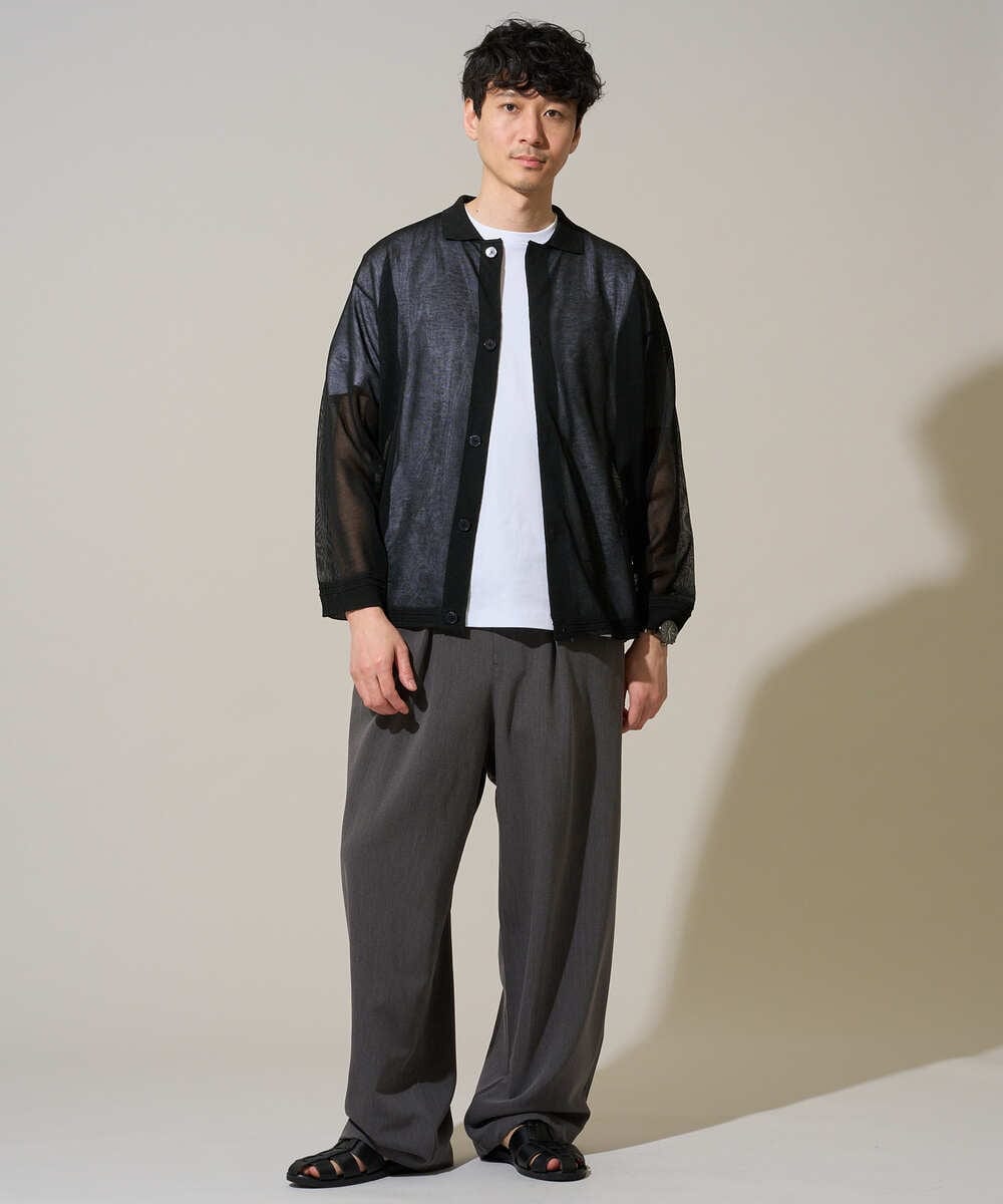 KHKGD40039 a.v.v MEN(アー・ヴェ・ヴェ) 【雑誌MonoMax5月号掲載】究極の無地Ｔシャツ シルケットスムースワイドシルエットカットソー【洗濯機で洗える/接触冷感/UVカット/毛玉になりにくい】 ブラック