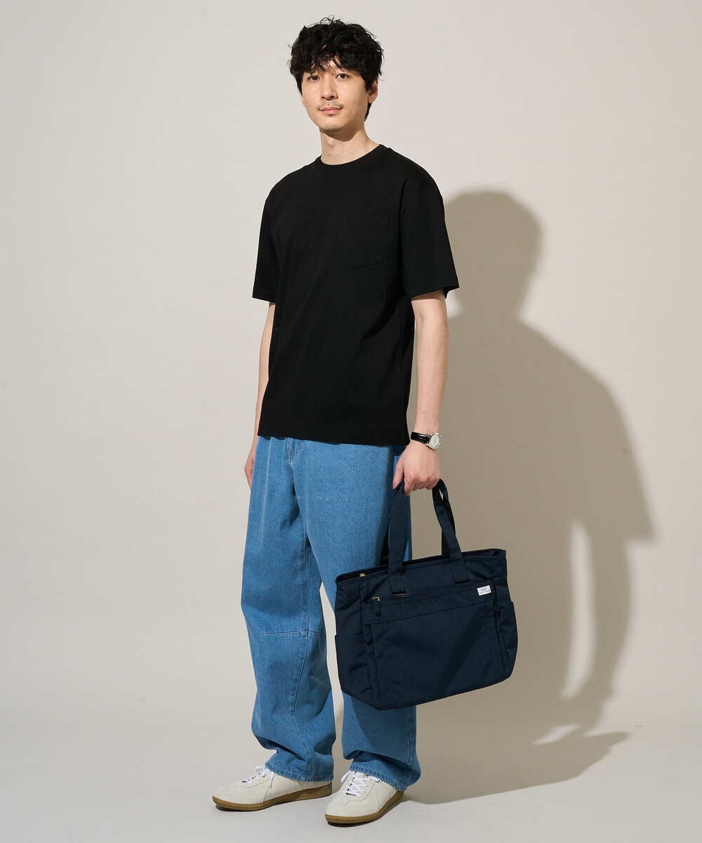 KHKGD40039 a.v.v MEN(アー・ヴェ・ヴェ) 【洗濯機で洗える/接触冷感/UVカット/毛玉になりにくい】シルケットスムースワイドシルエットカットソー ブラック