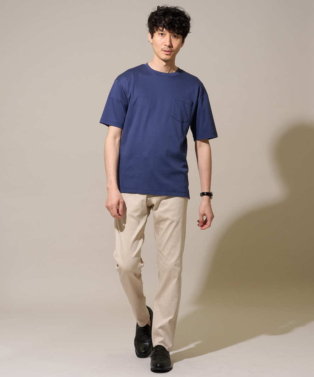 KHKGD40039 a.v.v MEN(アー・ヴェ・ヴェ) 【接触冷感 / UVカット】究極の無地Ｔ シルケットスムースシルエットカットソ ー〈洗濯機で洗える/毛玉になりにくい〉 ブラック