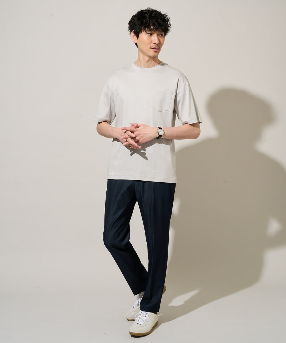 KHKGD40039 a.v.v MEN(アー・ヴェ・ヴェ) 【接触冷感 / UVカット】究極の無地Ｔ シルケットスムースシルエットカットソ ー〈洗濯機で洗える/毛玉になりにくい〉 ブラック