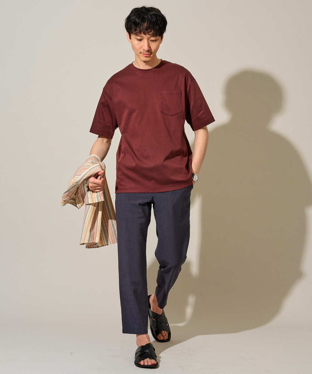 KHKGD40039 a.v.v MEN(アー・ヴェ・ヴェ) 【接触冷感 / UVカット】究極の無地Ｔ シルケットスムースシルエットカットソ ー〈洗濯機で洗える/毛玉になりにくい〉 ブラック