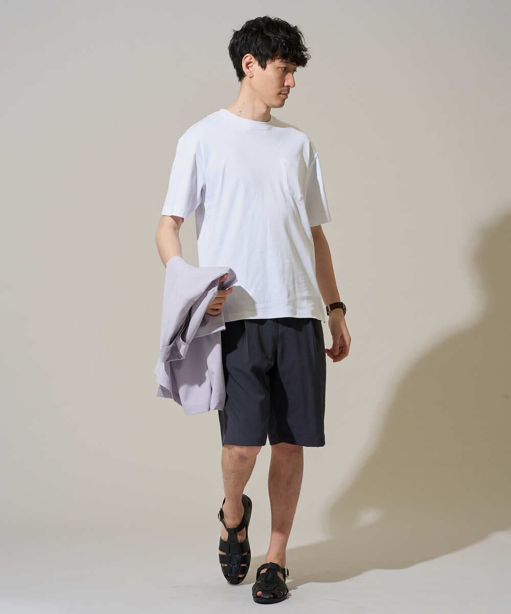 KHKGD40039 a.v.v MEN(アー・ヴェ・ヴェ) 【接触冷感 / UVカット】究極の無地Ｔ シルケットスムースシルエットカットソ ー〈洗濯機で洗える/毛玉になりにくい〉 ブラック
