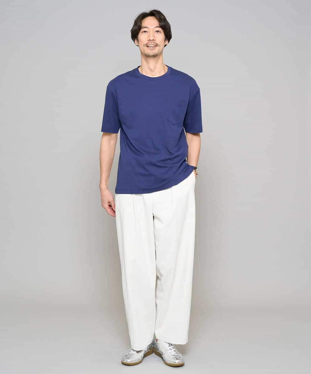 KHKGD40039 a.v.v MEN(アー・ヴェ・ヴェ) 【洗濯機で洗える/接触冷感/UVカット/毛玉になりにくい】シルケットスムースワイドシルエットカットソー ブラック